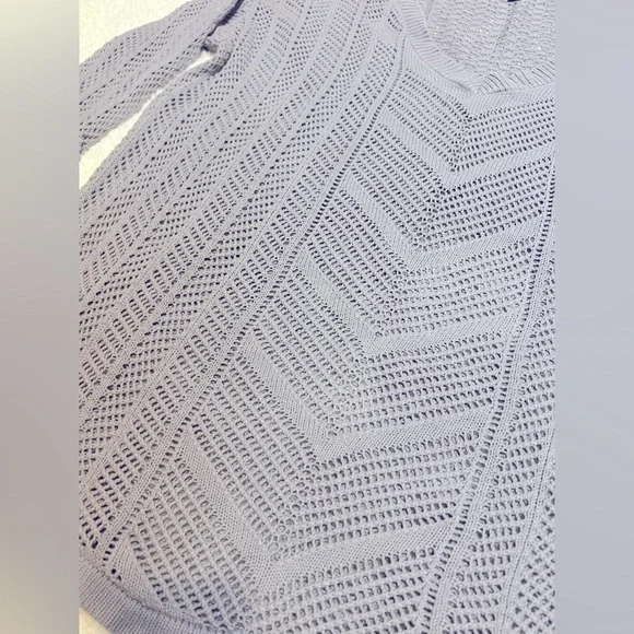 Torrid Womens Gray V-Neck 3/4 Sleeve Open Knit Textured Sweater - Picture 5 of 11